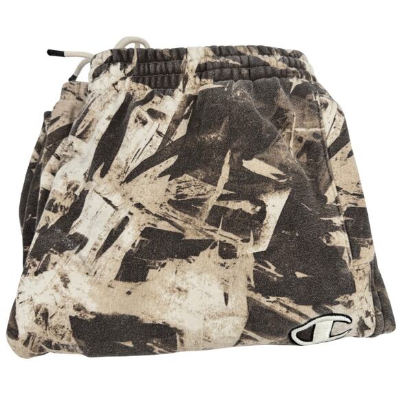 Champion Sweatpants Mens XL Brown Cream Camo Ankle Zip Super Fleece 29" Inseam - Picture 1 of 11